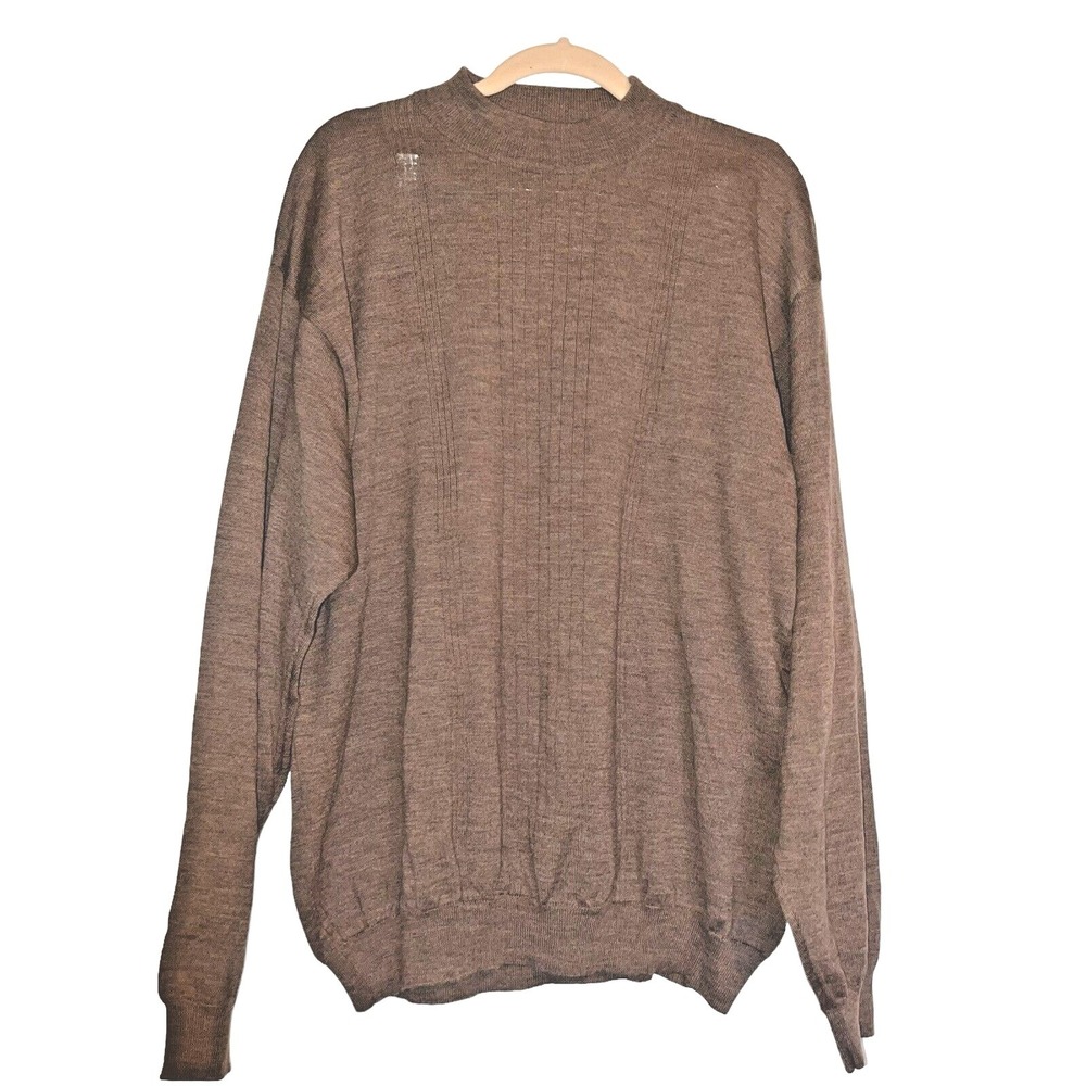 Cellini Italy Merino‎ Wool Blend Sweater Mens XL Taupe Quiet Luxury Old Money